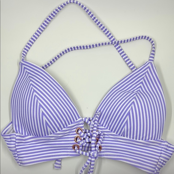 NWOT HULA HONEY Women's Purple Push-Up  Deep V Neck Swimsuit Top XS - Picture 2 of 5